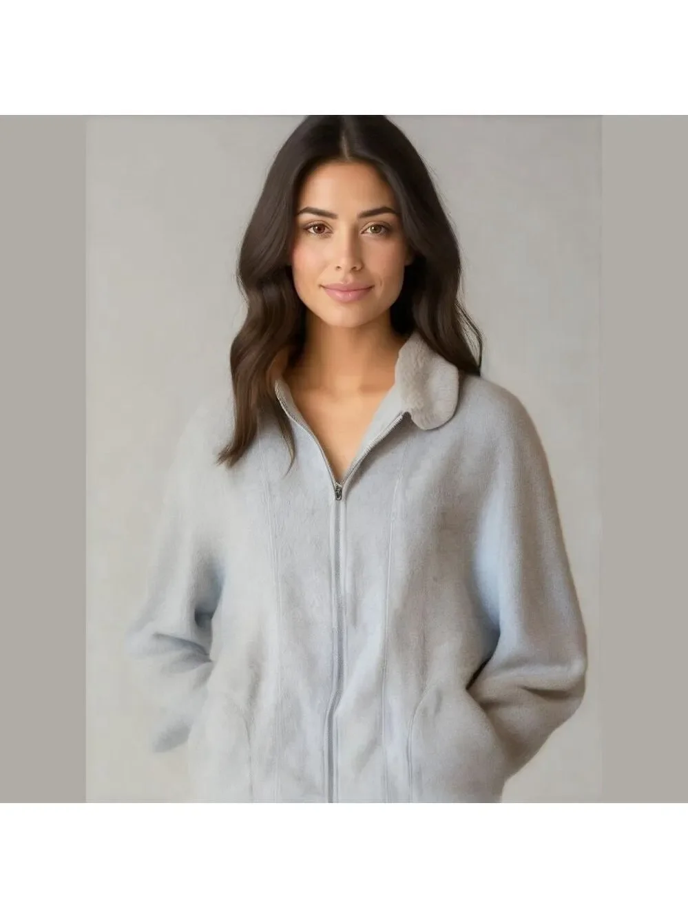 Villager Sport Ivory Fleece Jacket Faux Collar S - Picture 1 of 5